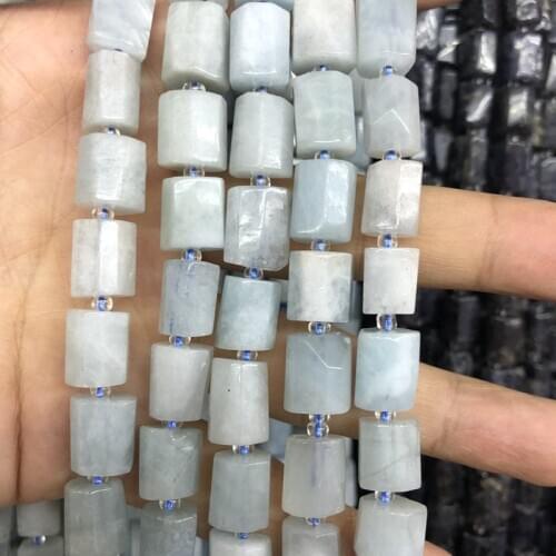Wholesale 2strings Natural Aqua marine Gem beads,Faceted Stone Tube beads for jewelry 15.5"/string