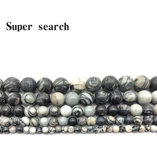 Wholesale Black Network Stripes Natural Stone loose Beads For Jewelry Making DIY Bracelet Necklace6mm 8mm 10mm 12mm Strand15