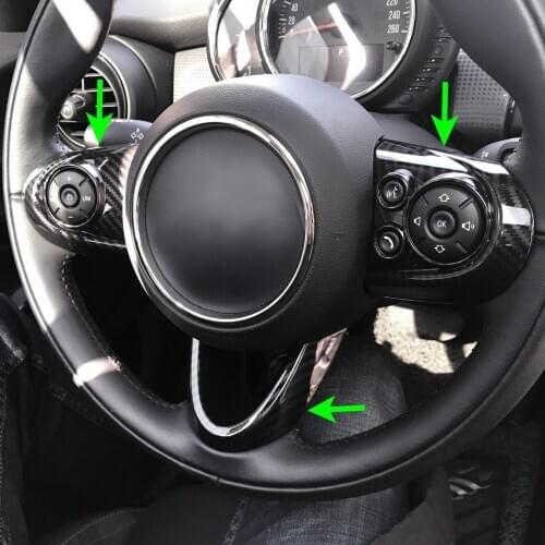 Carbon Fiber Steering Wheel Trims For Mini Cooper F54 F55 F56 F57 F60 Hatch Cabrio Countryman Clubman Accessories