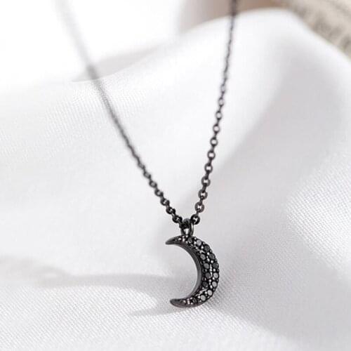 2021 New Zircon Balck Moon Star Necklace For Women Simple Gothic Style Choker Necklaces Fashion Jewelry Femme