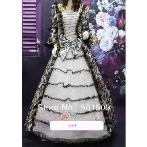 Medieval Renaissance gown black and white witch dresses costume Victorian Gothic/Marie Antoinette/ war Colonial Belle Ball