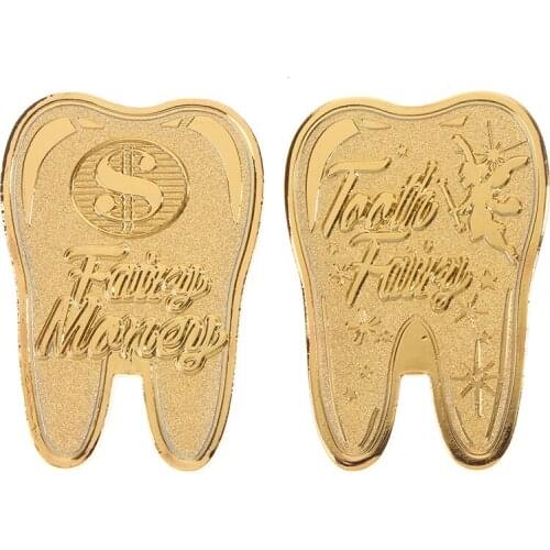 Tooth Fairy Gold Plated Commemorative Coin Creative Kids Tooth Change Gifts Physical Metal Coin Crypto Commemorative Coin