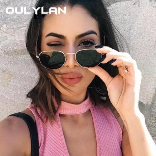 Oulylan Vintage Square Sunglasses Women Men Brand Polygon Sun Glasses Ladies 2020 Luxury Metal Frame Sunglass UV400 Male Female