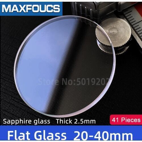 Watch Glass Thick 2.5mm Diameter 20-40 mm Flat Sapphire Anti scratch Smooth Round Transparent Crystal ，41 pieces Suit