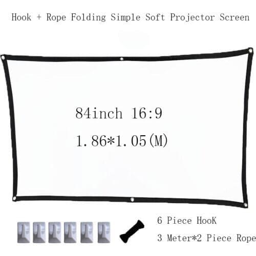Thinyou Thinyou Simple Soft Projector Screen 84 inch 16:9 Canvas Matt White Home Travel support LED Projector DLP proyector