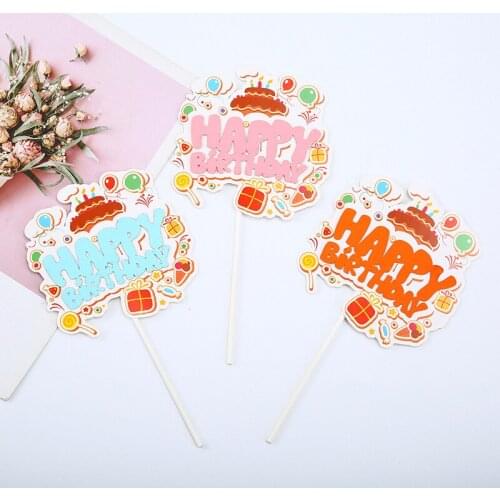 Rainbow Cake Topper Stars Sun Clouds Happy Birthday Banner Wedding Decoration Cupcake Decor Party Baby Shower Baking Supplies