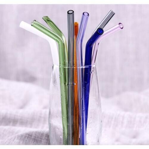 New Glass Straw Fine Curved Glass Straight Bends Drinking Glass Straws Reusable Eco-friendly Temperature Resistant Straws Supply