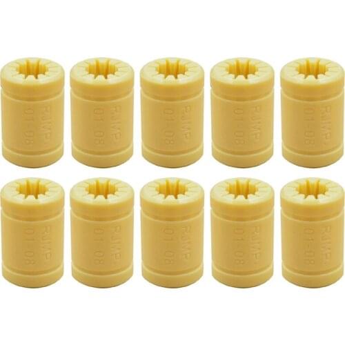 10 LM8UU 3D Printer Solid Polymer Bearing 8 mm Shafts for Mendel 3D Printer Parts