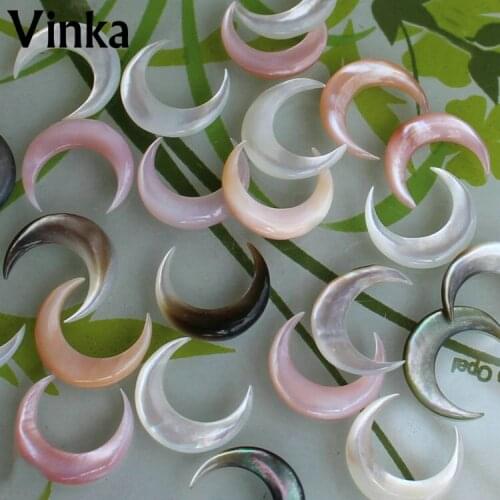 Vinka 50pcs Natural MOP Shell Moon Shape Handmade 12mm Jewelry Accessories