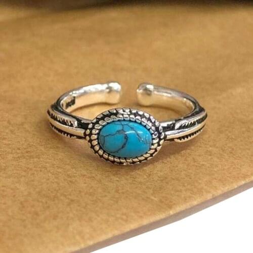 Vintage Blue Knuckle Ring For Woman Statement Jewelry Bohemia Geometric Finger Ring Female Wholesale