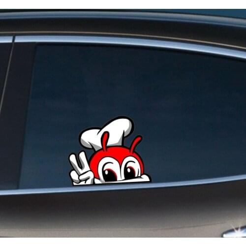 Funny 3D Cute JOLLIBEE Peeking Anime Car Sticker Vinyl PVC Decal for Kids Room Wall Laptop Kitchen Waredrobe
