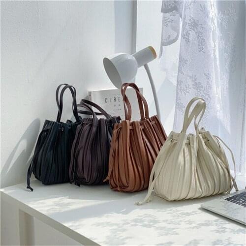 Women One Shoulder Bag Korean Fashion PU Portable Mini Striped Crossbody Bag