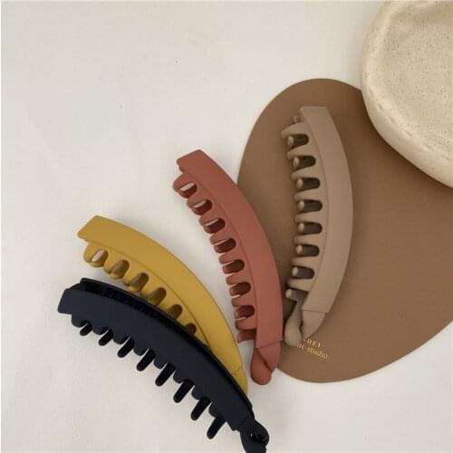 Women Vintage Frosted Color Plastic Hair Clips Lady Solid Color Big Banana Clip