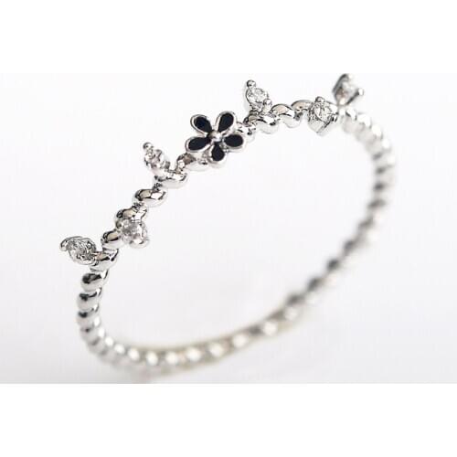 USTAR Vine Flower Zircon Crystals midi Rings for women rose gold color finger wedding Rings female Anel gift top quality