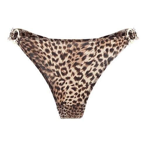 Women Fashion Sexy Thong Leopard Seamless Panties Buckle Rings Underwear