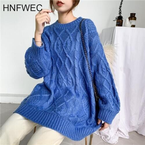 Solid Color Crew Neck Pullover Mohair Sweater Women 2020 Spring New Loose Long Sleeve Wild Student Tops Y826