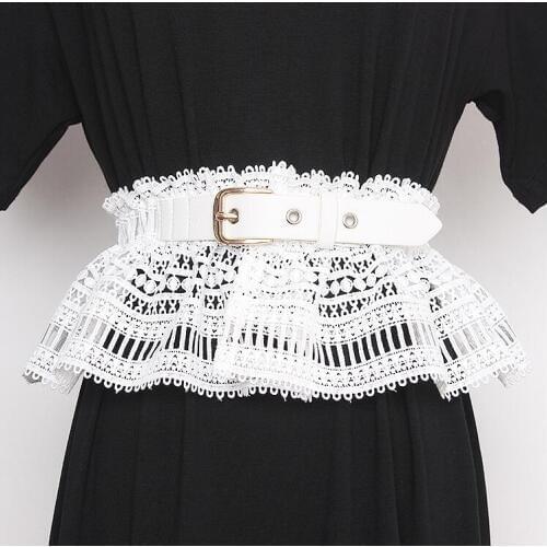 Womens runway fashion elastic lace Cummerbunds female Dress Corsets Waistband Belts decoration wide belt R2339