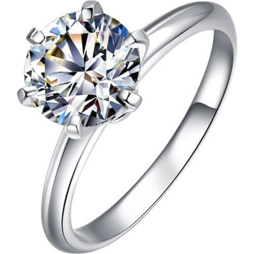 1 Carats Six-claw Diamond Ring 925 Sterling Silver Women Luxury Exquisite Engagement Wedding Party Gift Original Design Jewelry