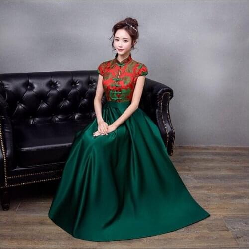 Traditional Chinese Bride Green Cheongsam Plus Size Woman Oriental Style Dresses Women