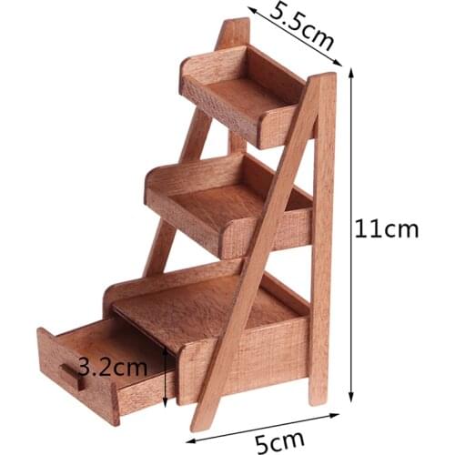1Pc 1:12 Dollhouse Wood Shelf Flower Stand Mini Doll House Furniture Model Simulation Furniture Accessories