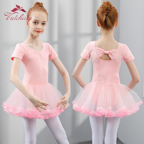 Ballet Tutu Dress Girls Pretty Bow Dance Clothing Kids Training Princess Skirt Costumes Gymnastics Leotards