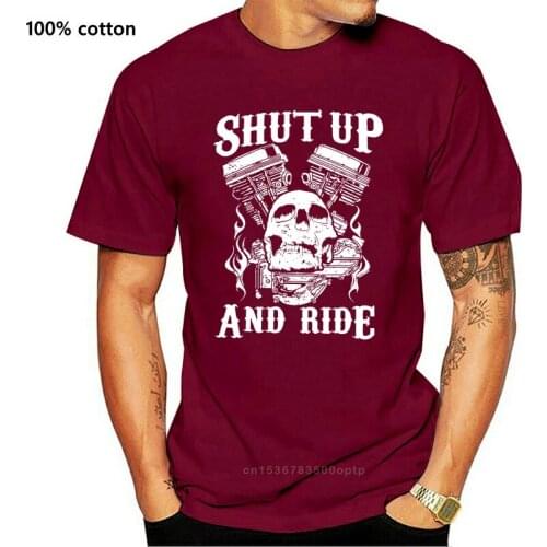 Biker T Shirt Shut Up Ride Outlaw Motorcycle Motor Skull Small to 6XL and Tall(1)