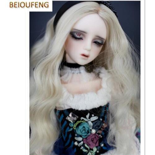 BEIOUFENG 1/3 BJD Wig High-temperature Wire Curly Hair Wigs for Dolls Accessories,(22-24CM) Synthetic Doll Hair for Dolls Toy