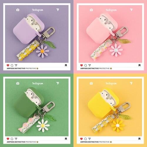 Purple Flower Funda For AirPods Case Cute Earphone Case For AirPod 1 2 Charger Box Headphone Cover Flower Headset Case