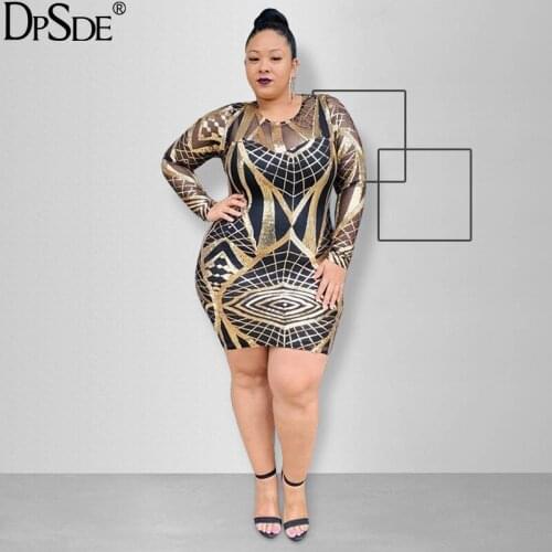 DPSDE Black Geometry Women Elegant Dress Full Sleeve Big Yard Short Bandage Dress Autumn New 2020 Streetwear Bodycon Lady Derss