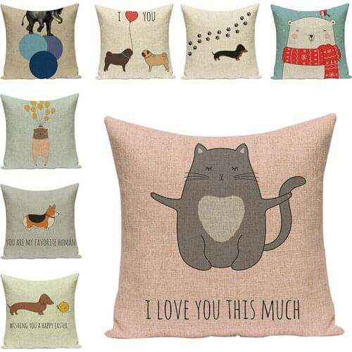Cartoon Animal Pillow Case Art Decorative Cushion Covers Car Accessories Sofa Throw Pillowcase Home Textile Office Decor 45x45cm