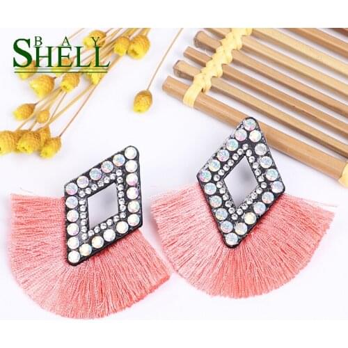 Shell Bay Long Boho Earrings Women Tassel Earrings Fashion Jewelry Drop Earrings Rhinestone kpop Pink Earring Earings Wholesale