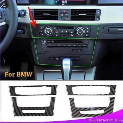 For BMW 3 Series E90 E92 2012 Year Soft Carbon Fiber Car Center Console CD Decoration Panel Cover Trim With Navigation Screen