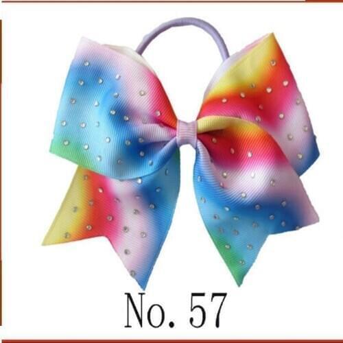100 BLESSING Good Girl 4.5" Cheer Leader Bow Elastic Hair Accessories Rhinestone