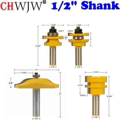 Cabinet Door Router 4 Bit Set - Rail & Stile Panel Raiser & Glue Joint Woodworking cutter Tenon Cutter for Woodworking Tools