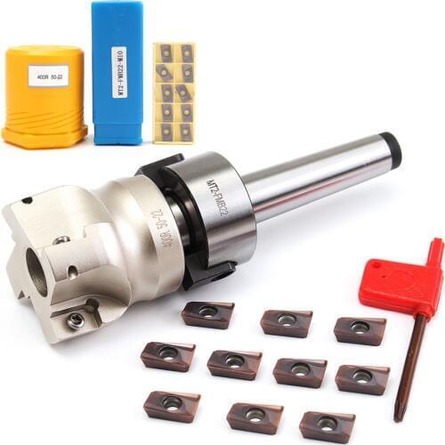MT2 M10&50mm Face End Milling CNC Cutter+10 Pcs APMT1604 Carbide Insert For Power Tool