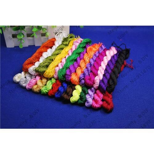 Hot Kumihimo cords 10pcs 25meters/pcs Multi 1mm Macrame Nylon Cord Silk Beading Thread Bead Cord String Braided Bead Cord DS206