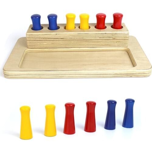 XIHATOY Socket Cylinder Montessori Educational Toy Wood Baby Early Learning Distinguish Colors Kids 2-4 Years