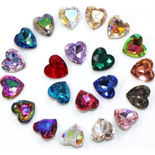 Jewelry Making High Quality Glass Crystal Strass Heart Shape Pointback Rhinestones Glue On Nail/Necklaces/Bracelets/Earrings