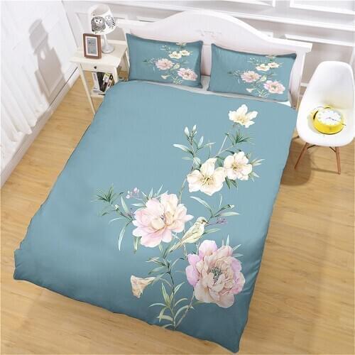 Bedding Sets Stores Plants Luxury Girls Blue Teen Floral Bedroom Duvet Cover Pillowcase Full Size Reactive Printing Home Textile