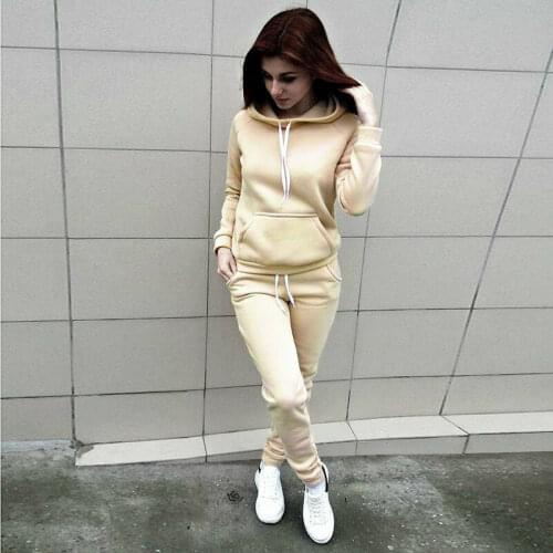 Women Causal Hoodies Tops Pants Jogging Gym Running Fitness Sportswear Sweatshirt Suit Women Autumn Winter Clothes Sets