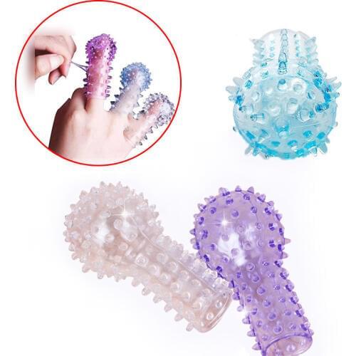 Yunman 2PCS/Set Dotted Reusable Condoms Female Masturbation Finger Condom Vagina Massage Orgasm Stimulator