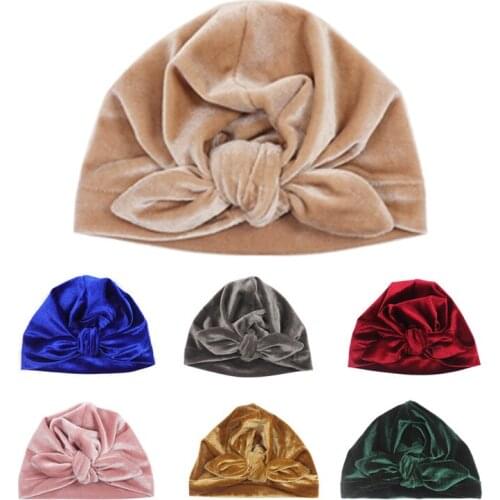 Soft Velvet Baby Hat Newborn Winter Autumn Bow Baby Girl Turban Cap Bonnet Enfant Photography Props Toddler Kids Hat Beanie