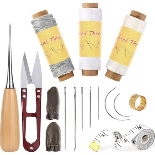 LMDZ Leather Stitching Tools Set Leather Sewing Set Bookbinding Sewing Needles Awl Waxed Thread for DIY Handmade Craft Supplies