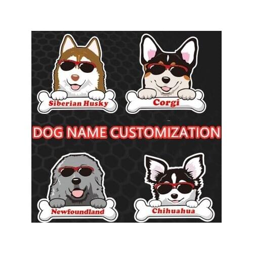 Dog Name Customize Sticker Cute Pet Cute Pyppy Siberian Husky Corgi Newfoundland Chihuahua Auto Window Car Styling Decals