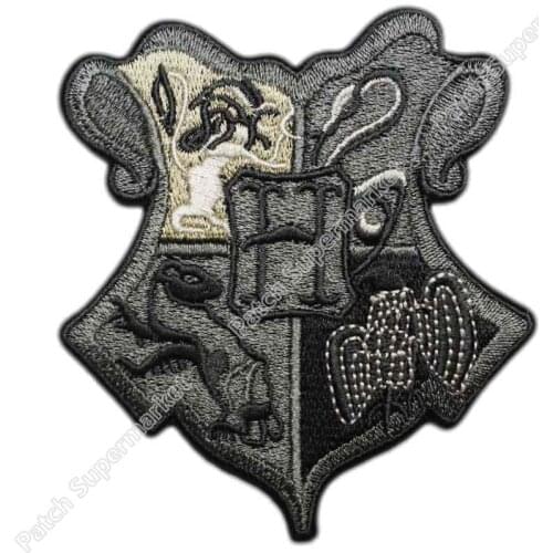 3.5" School Crest Grey Uniform Costume Movie TV Embroidered Iron On Patch Goth Punk