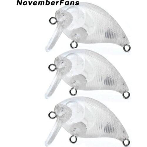 NovemberFans 20pcs/lot Mini Crankbait Unpainted Wobblers Artificial Fishing Lures 4.5cm 6.1g Floating Crank Bass Fishing Tackle