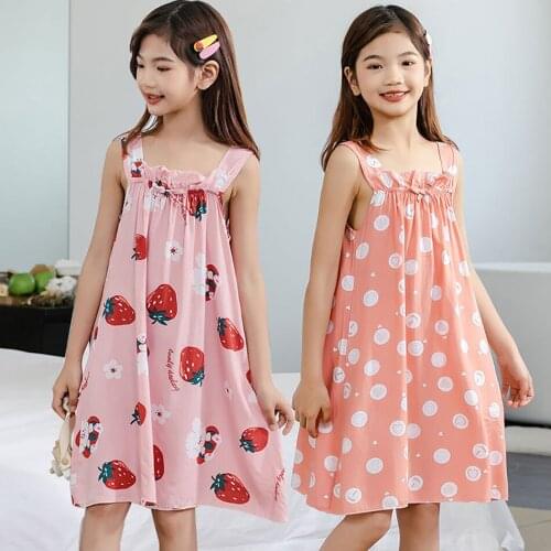 New Girls Summer Dress Sleeveless Casual For Girls Princess Casual Home Wear Printing Holiday Beach Girls Costume Dresses