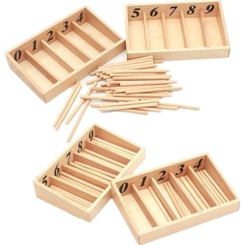 Montessori Educational Wooden Toys For Children Spindle Box With 45 Spindles Mathematics Learning and Spindle Rod Family Version