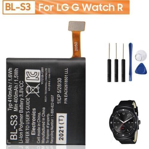 Agaring Original BL-S3 Watch Battery For LG G Watch R W110 W150 Smartwatch Genuine Replacement Watch Battery 410mAh