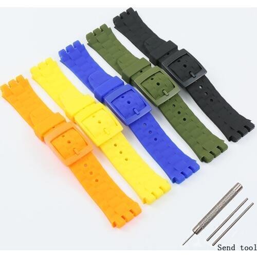 Watch Accessories Silicone Strap Pin Buckle for Swatch 21mm suuk400 suuw100 Diving Mens and Womens Rubber Sports Strap